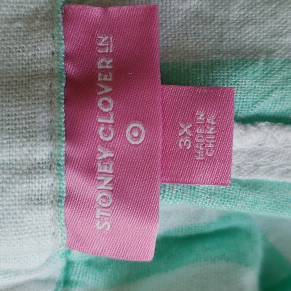 NWT Stoney Clover Lane green & white women's vertical striped shorts plus sizes - Picture 8 of 9